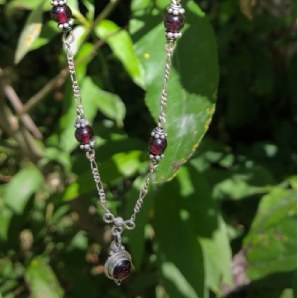 Vintage Sterling Silver Garnet Necklace.SOLD. - Picture 2 of 4